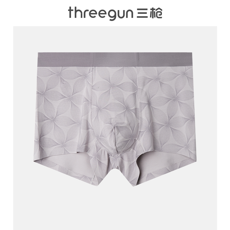 Threegun三枪 【舒木尔】印花无痕男士平角短裤四角内裤（1条装）-50741B031
