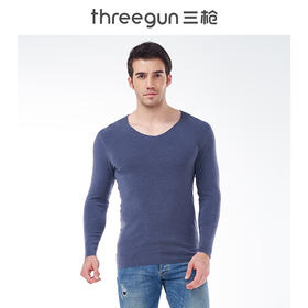 Threegun三枪 【德绒】V领男士无痕长袖上衣打底衫-23273A921