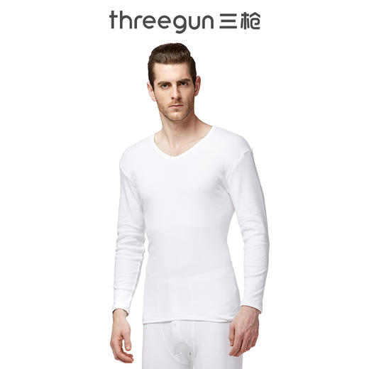 Threegun三枪 【舒肤棉】V领男士长袖上衣打底衫-22697A011 商品图2