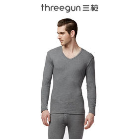Threegun三枪 【舒肤棉】V领男士长袖上衣打底衫-22697A011