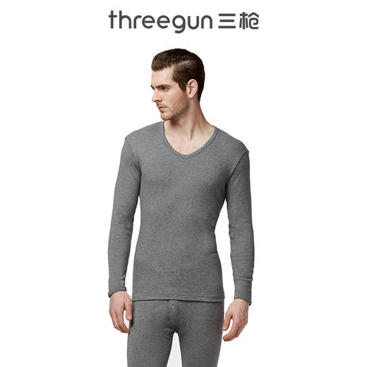 Threegun三枪 【舒肤棉】V领男士长袖上衣打底衫-22697A011 商品图0