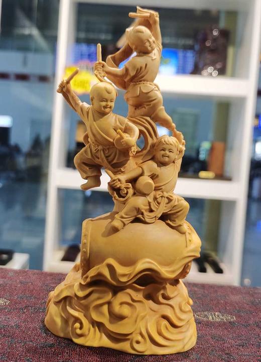 欢天喜地°黄杨木雕摆件 商品图0