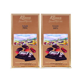 法国Klaus黑巧克力系列100g 70%可可/80%可可 香气丝滑口感浓郁 040894/040895
