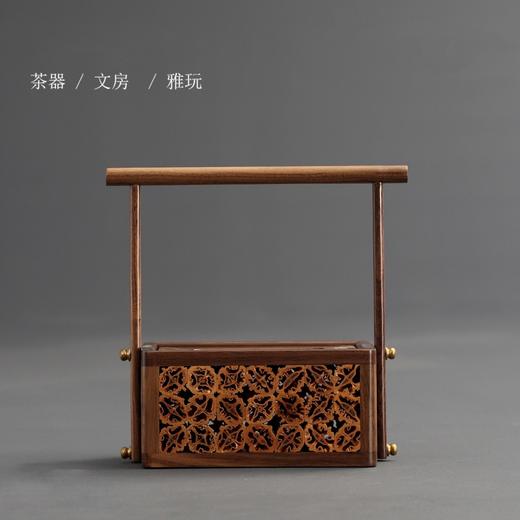 核美系列 提梁纸巾抽 山核桃盒身+胡桃木 提拿实木纸巾盒 商品图3