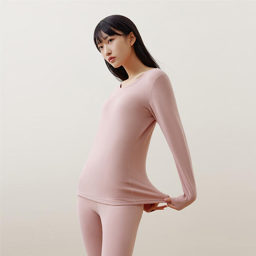 Threegun三枪 【抗菌棉磨毛绒】圆领女士保暖内衣套装-23850D021 商品图2