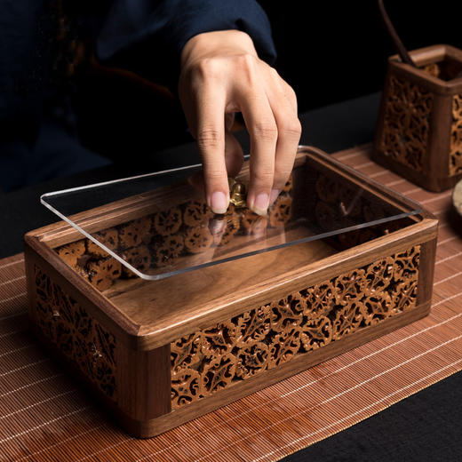 核美系列 长方收纳盒单层 核桃木+黑胡桃木 商品图9