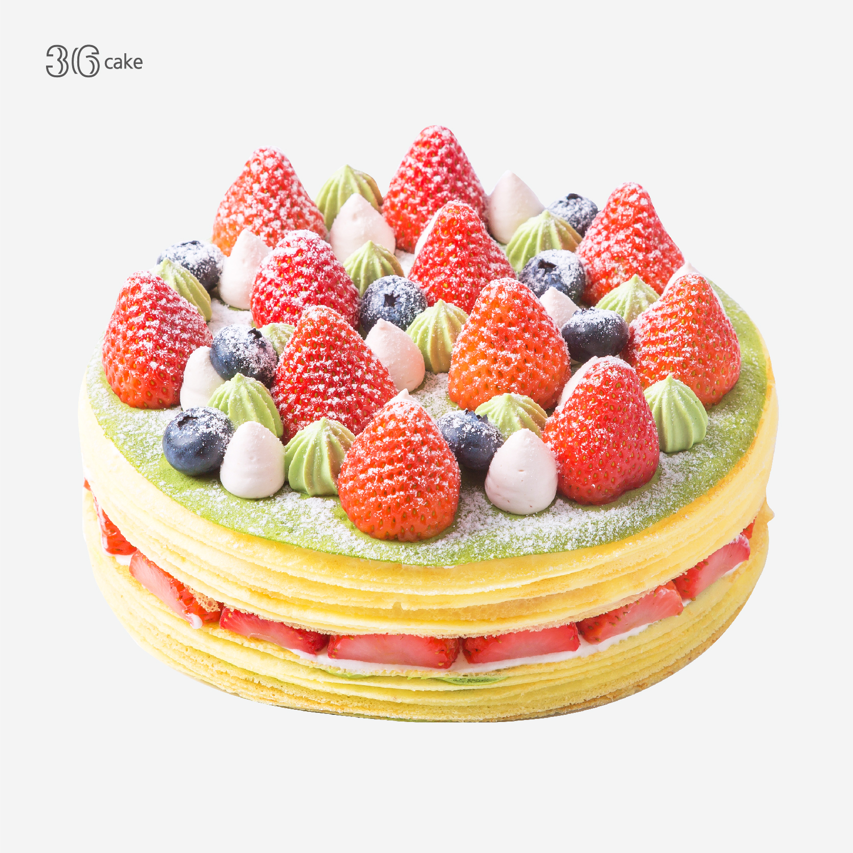 草莓抹茶手作千层， 可选6英寸/8英寸