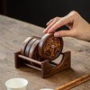 核美系列 圆杯托6托1架套装 核桃木+黑胡桃木 高端核桃杯垫 茶杯托隔热餐垫 商品缩略图1