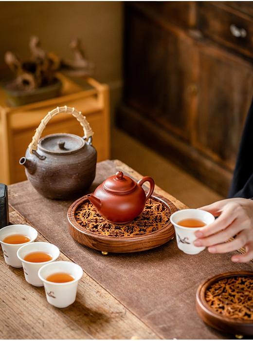 核美胡桃木壶承底座复古圆形功夫茶垫杯托茶台 隔热垫茶道配件 商品图4