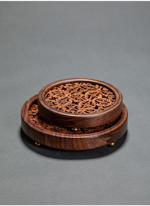 核美胡桃木壶承底座复古圆形功夫茶垫杯托茶台 隔热垫茶道配件 商品图1