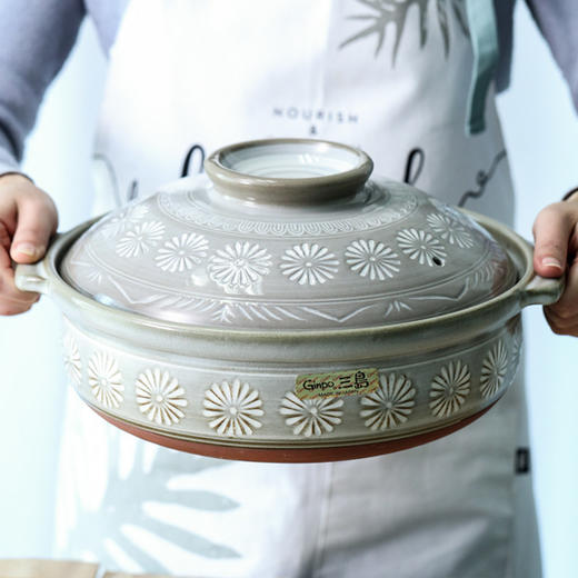 日本进口万古烧三岛陶锅耐高温砂锅炖锅汤锅 商品图2