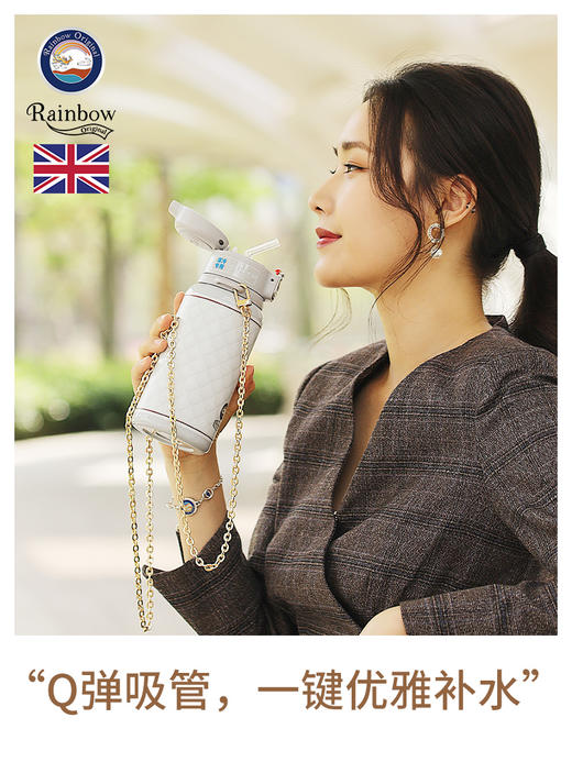 瑞堡奥路Rainbow Original守护斜跨吸管保温杯KVFAP06-530-天鹅白 英国RAINBOW斜跨保温杯女精致高级316不锈钢高颜值吸管式保温杯送礼 节日 商品图2