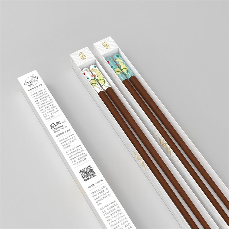 九色神鹿国潮筷子陶瓷红檀 竹者儿童亲子餐具创意礼物文创