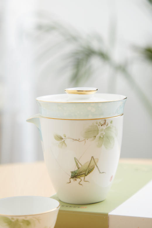 唐山骨质 鸣春 手绘蛐蛐 旅行茶具套装 商品图2