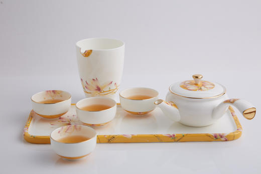 B-NB-3002/3020 唐山骨质瓷 御花颜（玉兰花）7头套装茶具套装高档 商品图9