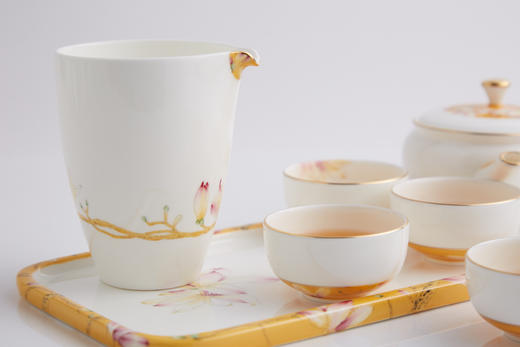 B-NB-3002/3020 唐山骨质瓷 御花颜（玉兰花）7头套装茶具套装高档 商品图8