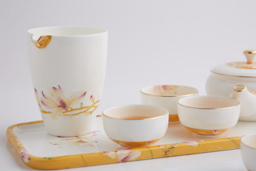 B-NB-3002/3020 唐山骨质瓷 御花颜（玉兰花）7头套装茶具套装高档 商品图6