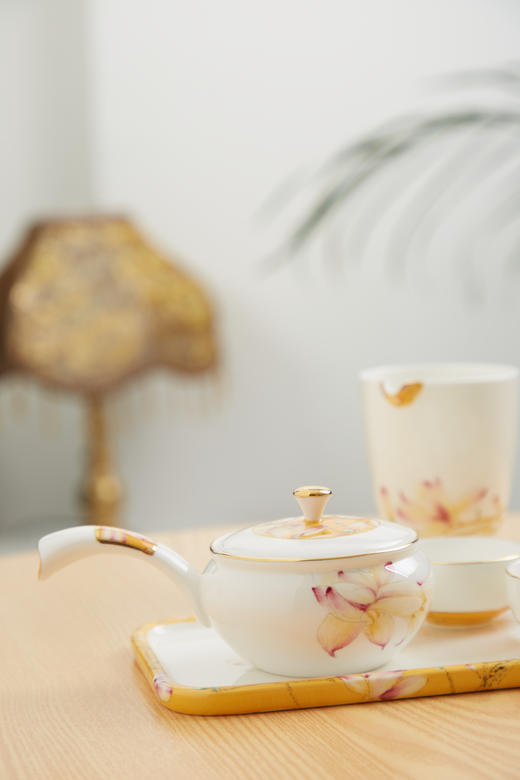 B-NB-3002/3020 唐山骨质瓷 御花颜（玉兰花）7头套装茶具套装高档 商品图3