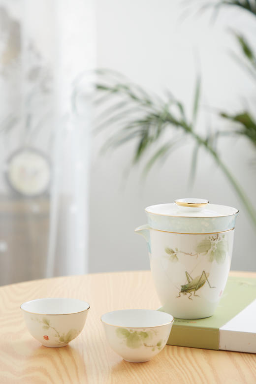 唐山骨质 鸣春 手绘蛐蛐 旅行茶具套装 商品图3