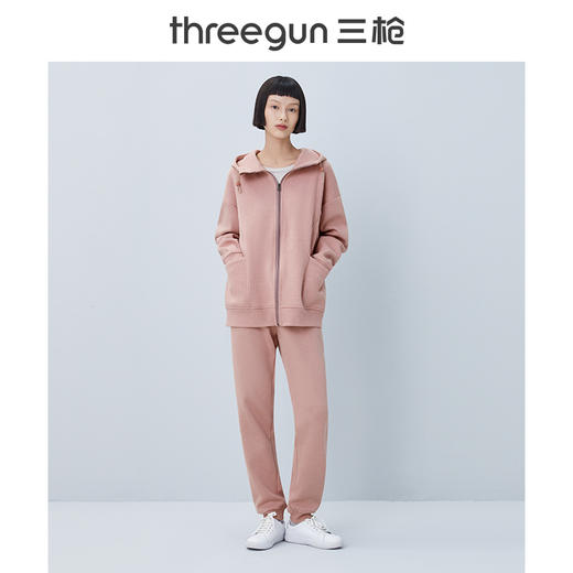 Threegun三枪 【超密绒】连帽长袖女士休闲开衫上衣-81924A011 商品图1