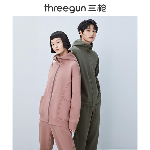 Threegun三枪 【超密绒】连帽长袖女士休闲开衫上衣-81924A011 商品图3