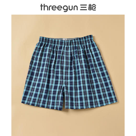 Threegun三枪 【纯棉】色织男士阿罗裤短裤四角内裤（1条装）-50698B131 商品图1