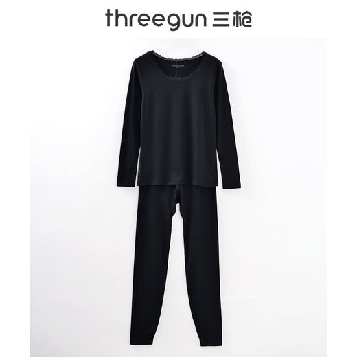 Threegun三枪 【舒肤超薄弹力棉】圆领女士保暖内衣套装-23792D011 商品图6