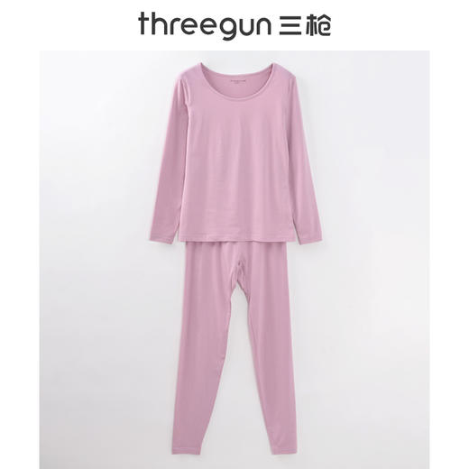 Threegun三枪 【舒肤超薄弹力棉】圆领女士保暖内衣套装-23792D011 商品图11