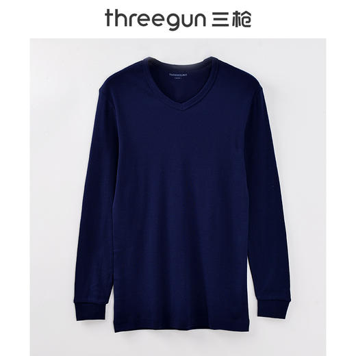Threegun三枪 【舒肤棉】罗纹弹力V领男士保暖内衣套装-23423D1W1 商品图4