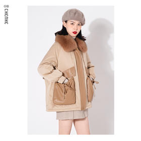 重磅福利L1臣禾【减龄拼皮派克服】【狐狸皮毛+绵羊皮+90白鸭绒】不挑身形短款羽绒服外套K214252026