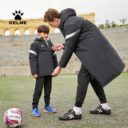 卡尔美 儿童连帽短款棉服中甲同款足球训练服连帽保暖棉衣 商品图1