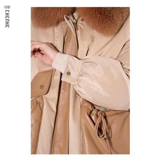 重磅福利L1臣禾【减龄拼皮派克服】【狐狸皮毛+绵羊皮+90白鸭绒】不挑身形短款羽绒服外套K214252026 商品图4