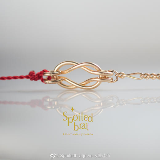 SpoiledBrat Jewelry 14k注金平结半绳半链红绳手链 商品图1