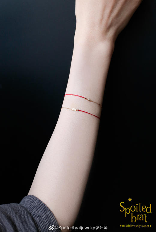 SpoiledBrat Jewelry 18k金元宝钻石红绳手链 商品图2
