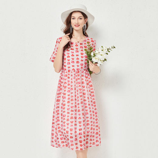 丁摩 两件套配纯棉吊带时尚沙滩裙天丝短袖连衣裙大码女装裙子夏Q122002气质性感连衣裙修身真丝DY199 商品图1