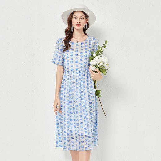 丁摩 两件套配纯棉吊带时尚沙滩裙天丝短袖连衣裙大码女装裙子夏Q122002气质性感连衣裙修身真丝DY199 商品图6