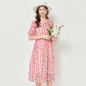 丁摩 两件套配纯棉吊带时尚沙滩裙天丝短袖连衣裙大码女装裙子夏Q122002气质性感连衣裙修身真丝DY199