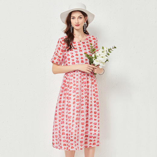丁摩 两件套配纯棉吊带时尚沙滩裙天丝短袖连衣裙大码女装裙子夏Q122002气质性感连衣裙修身真丝DY199 商品图0