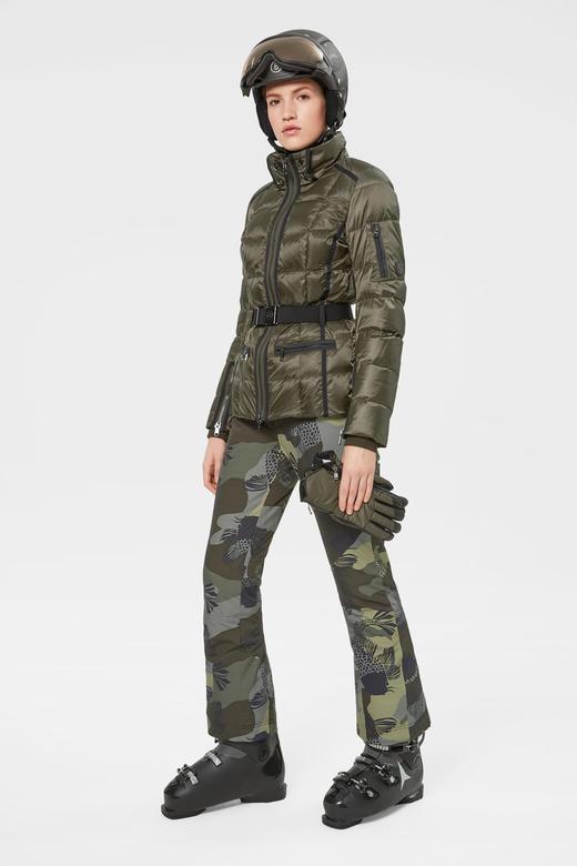 Bogner - GLORIA-D Fitted Ski Jacket with Belts with Fur Hood - Khaki - 女装 - 滑雪夹克 - 军绿色 商品图0