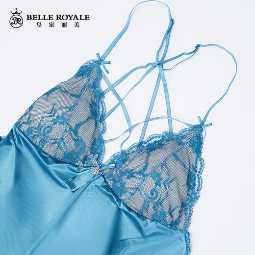 皇家丽美夏季性感薄款蕾丝缎面肩带美背吊带睡裙睡衣D910 商品图3