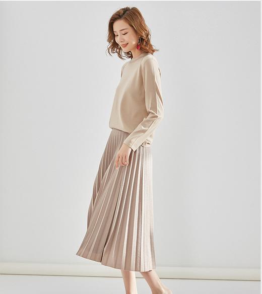 【热销】臣禾【100%美丽诺羊毛】精纺斜肩圆领针织衫 通勤针织上衣H221090258 商品图3