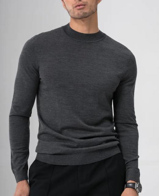 【断码清仓 不退不换】【100%绵羊毛】男款圆领【超细美丽诺纯羊毛衫】通勤打底外穿针织衫H221090158 （现货 ） 商品图0
