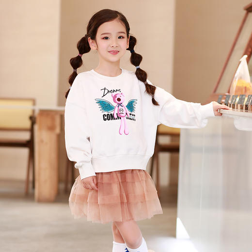 龙之涵  亲子款2022年春款加厚女童卫衣 中大童印花全棉卫衣 婴幼儿A类标准 商品图8