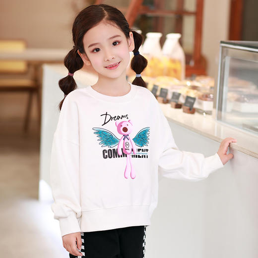 龙之涵  亲子款2022年春款加厚女童卫衣 中大童印花全棉卫衣 婴幼儿A类标准 商品图6