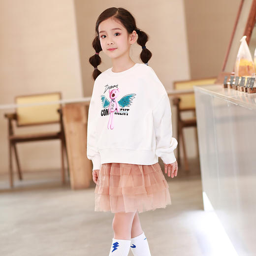 龙之涵  亲子款2022年春款加厚女童卫衣 中大童印花全棉卫衣 婴幼儿A类标准 商品图4