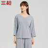 Threegun三枪 【爽滑竹棉】抽条纹V领女士八分袖上衣打底衫-24080A011 商品缩略图0