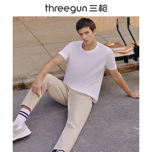 Threegun三枪 【水柔棉】圆领男士短袖T恤打底衫-23033A011 商品图4