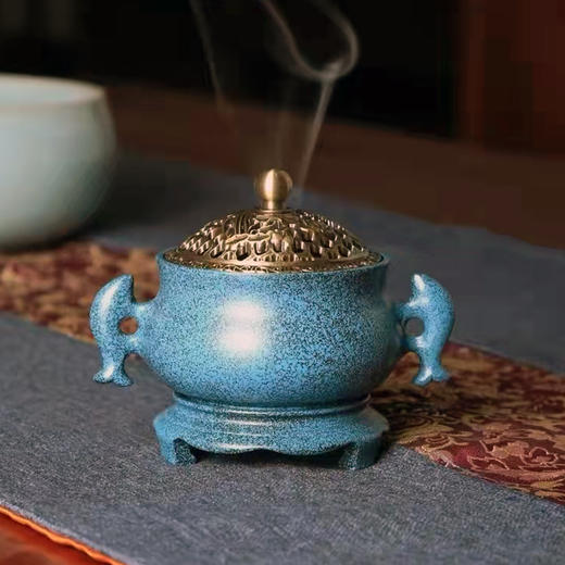 双鱼耳炉°瓷+铜香炉 商品图0