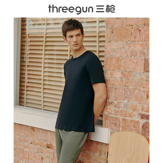 Threegun三枪 【水柔棉】圆领男士短袖T恤打底衫-23033A011 商品图11