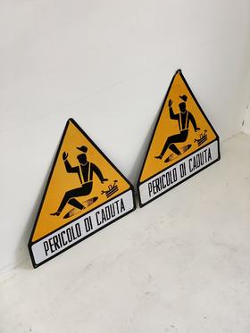【在仓】意大利1970s中古警示牌 “小心施工”